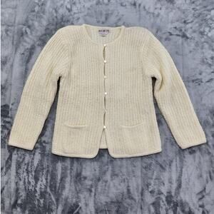 Vintage Lindsey Blake Sweater Womens SP PETITE Ivory Chunky Knit Cardigan Preppy
